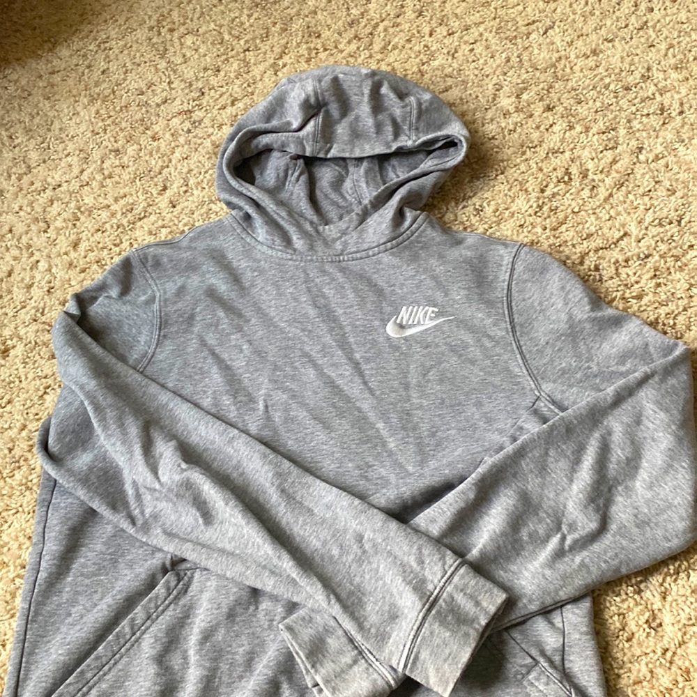 Gray Youth Funnel Neck Nike Hoodie